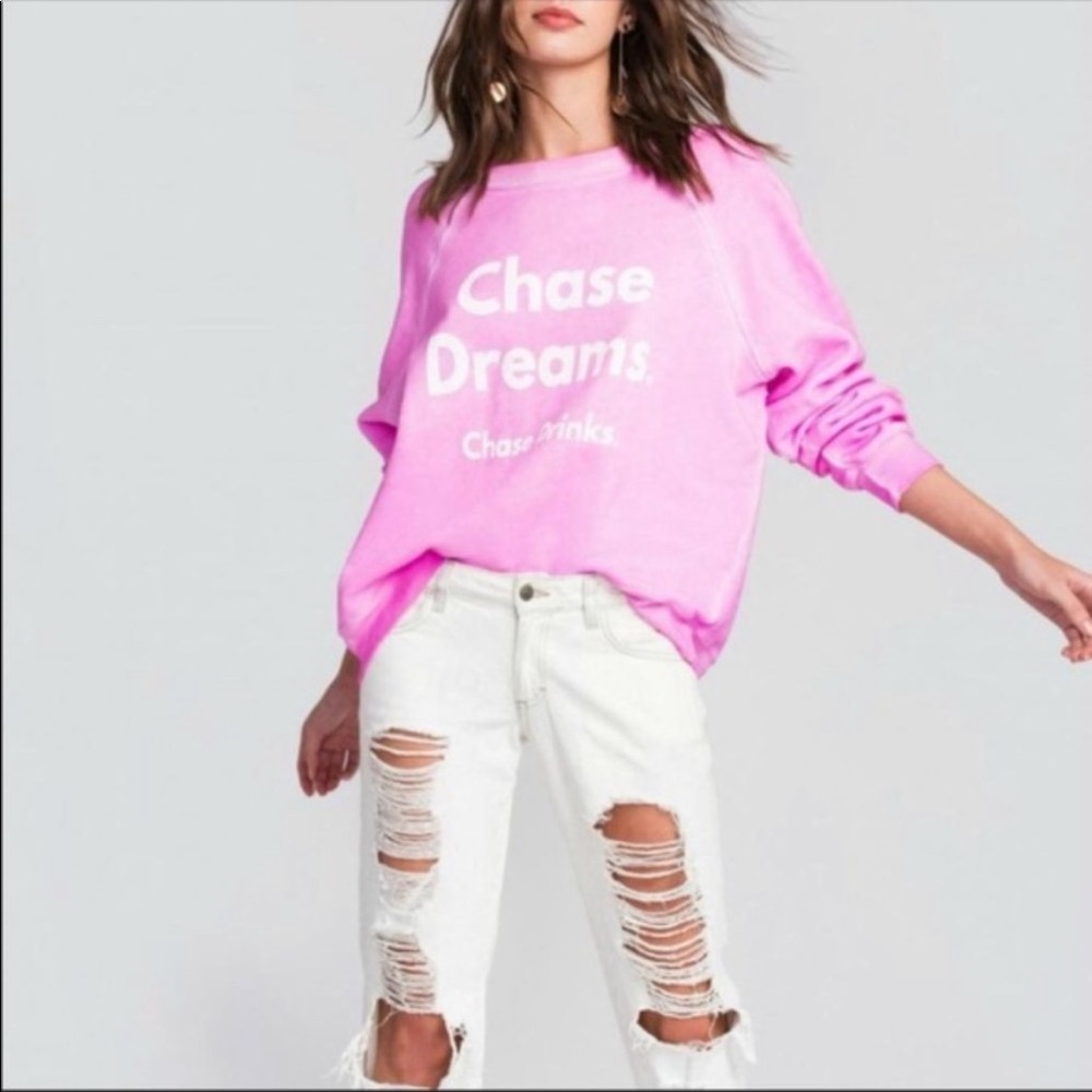Wildfox Chase Dreams Chase Drinks pink sweatshirt